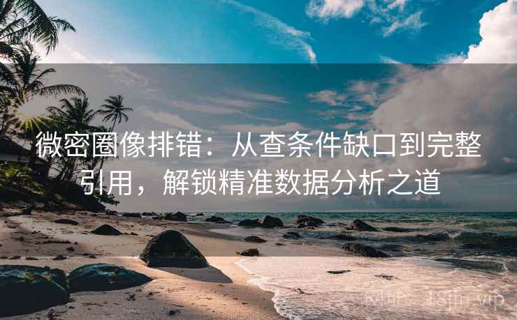 微密圈像排错:从查条件缺口到完整引用,解锁精准数据分析之道 微密圈像排错:从查条件缺口到完整引用,解锁精准数据分析之道