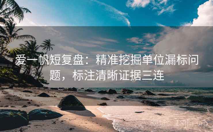 爱一帆短复盘:精准挖掘单位漏标问题,标注清晰证据三连 爱一帆短复盘:精准挖掘单位漏标问题,标注清晰证据三连